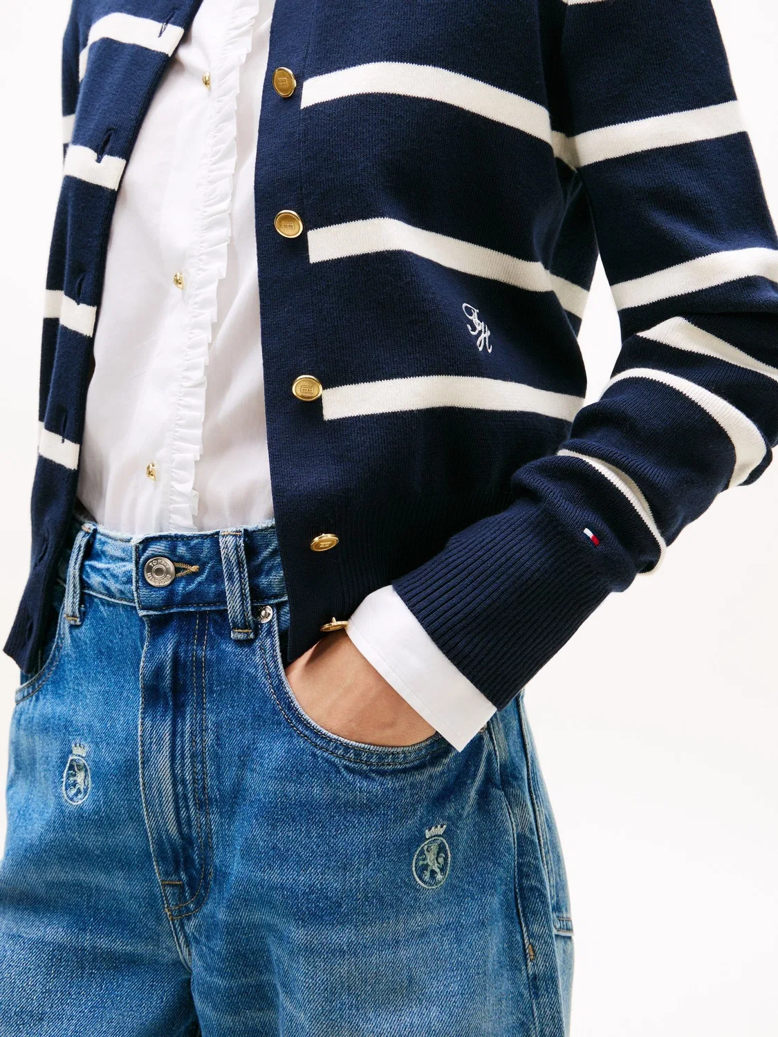 Кардиган с вышивкой, Regular Fit Tommy Hilfiger, синий — фото 4