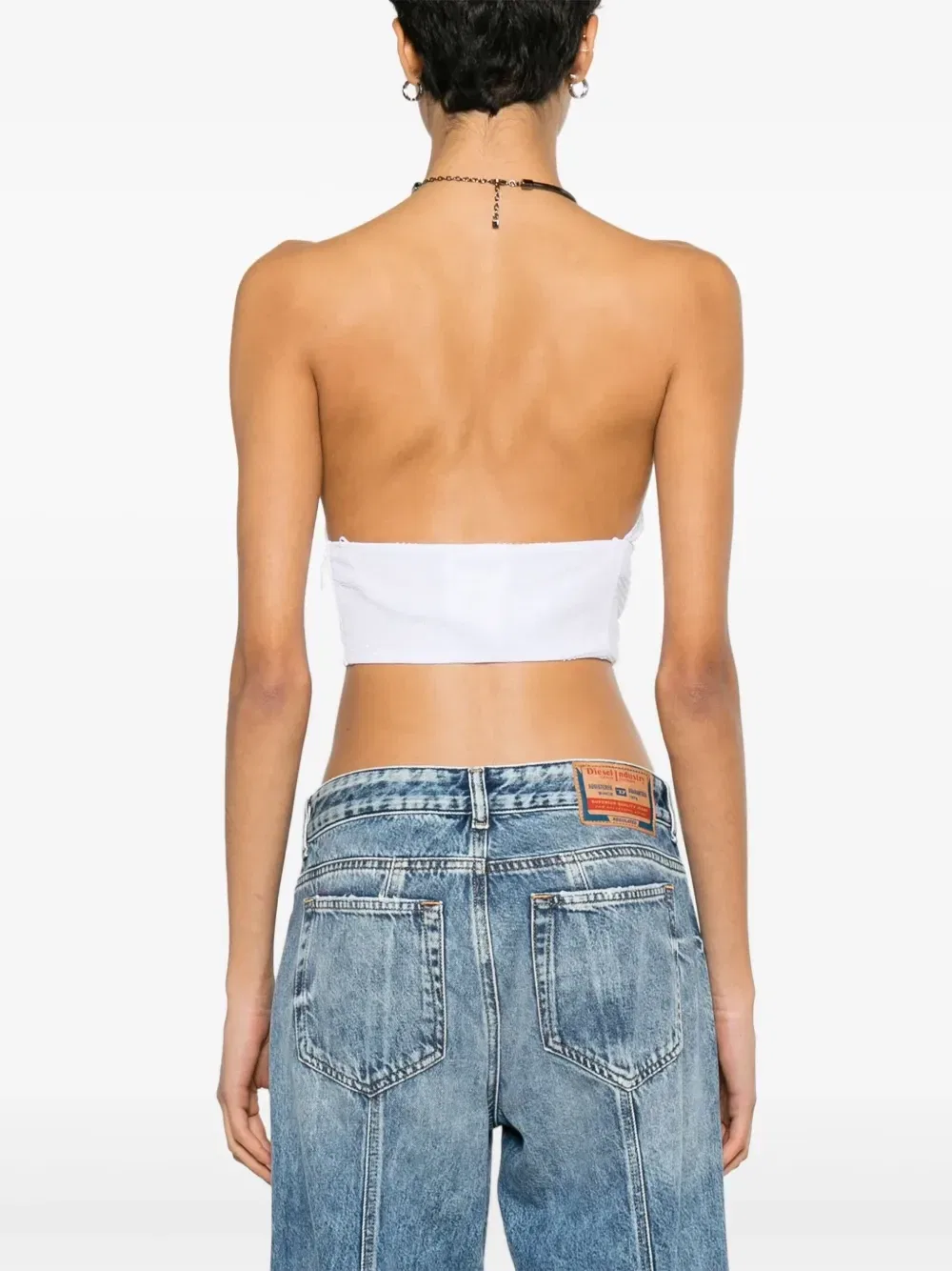 Укороченный топ Night Out со стразами Dsquared2, белый — фото 4