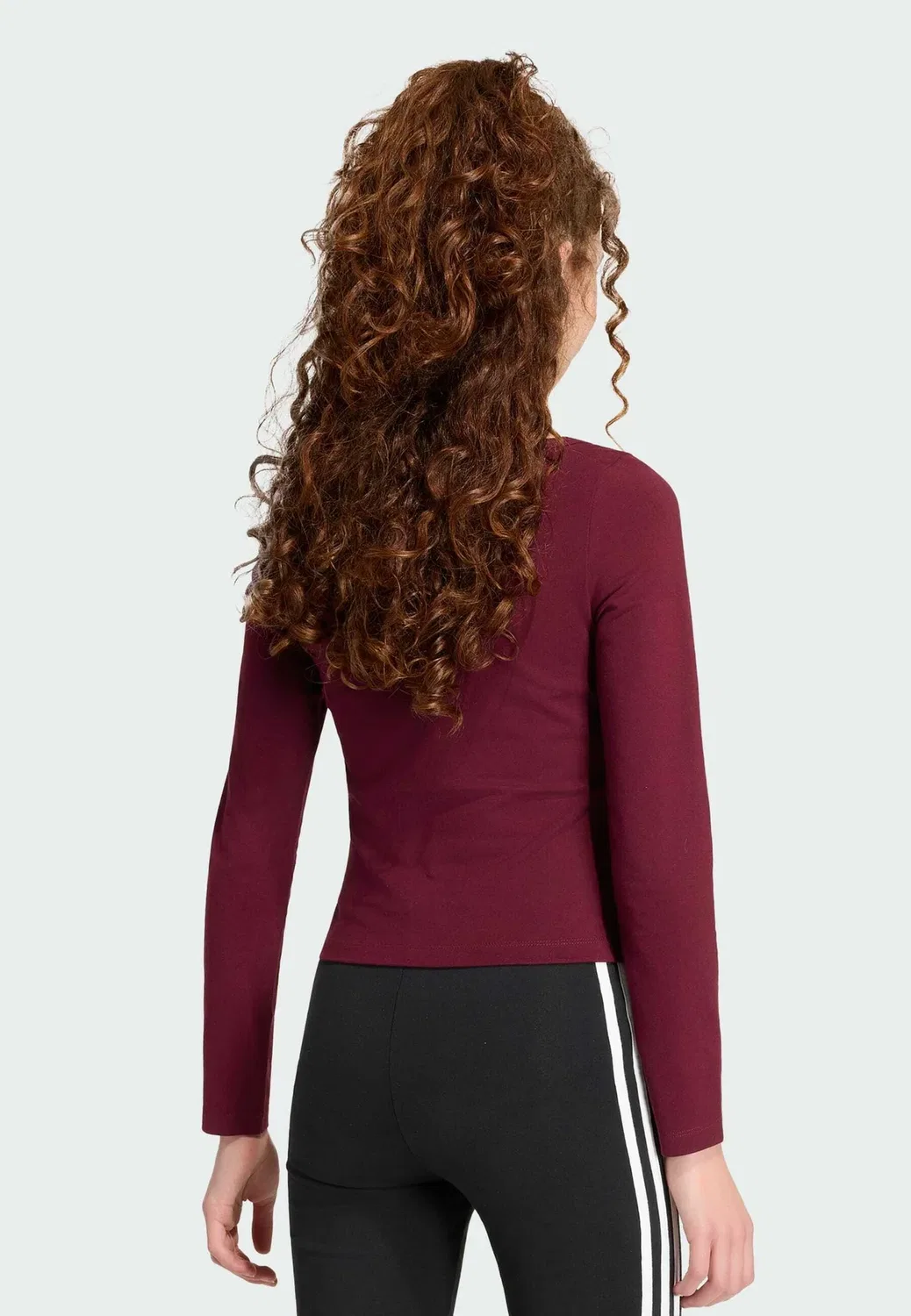 Облегающая футболка с длинными рукавами для подростков Adidas Originals, Maroon — фото 2