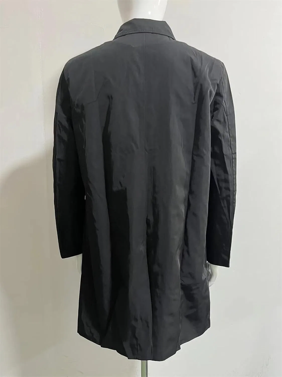 Мужское пальто-тренч с длинным рукавом, однобортное, с отложным воротником, slim fit — фото 4