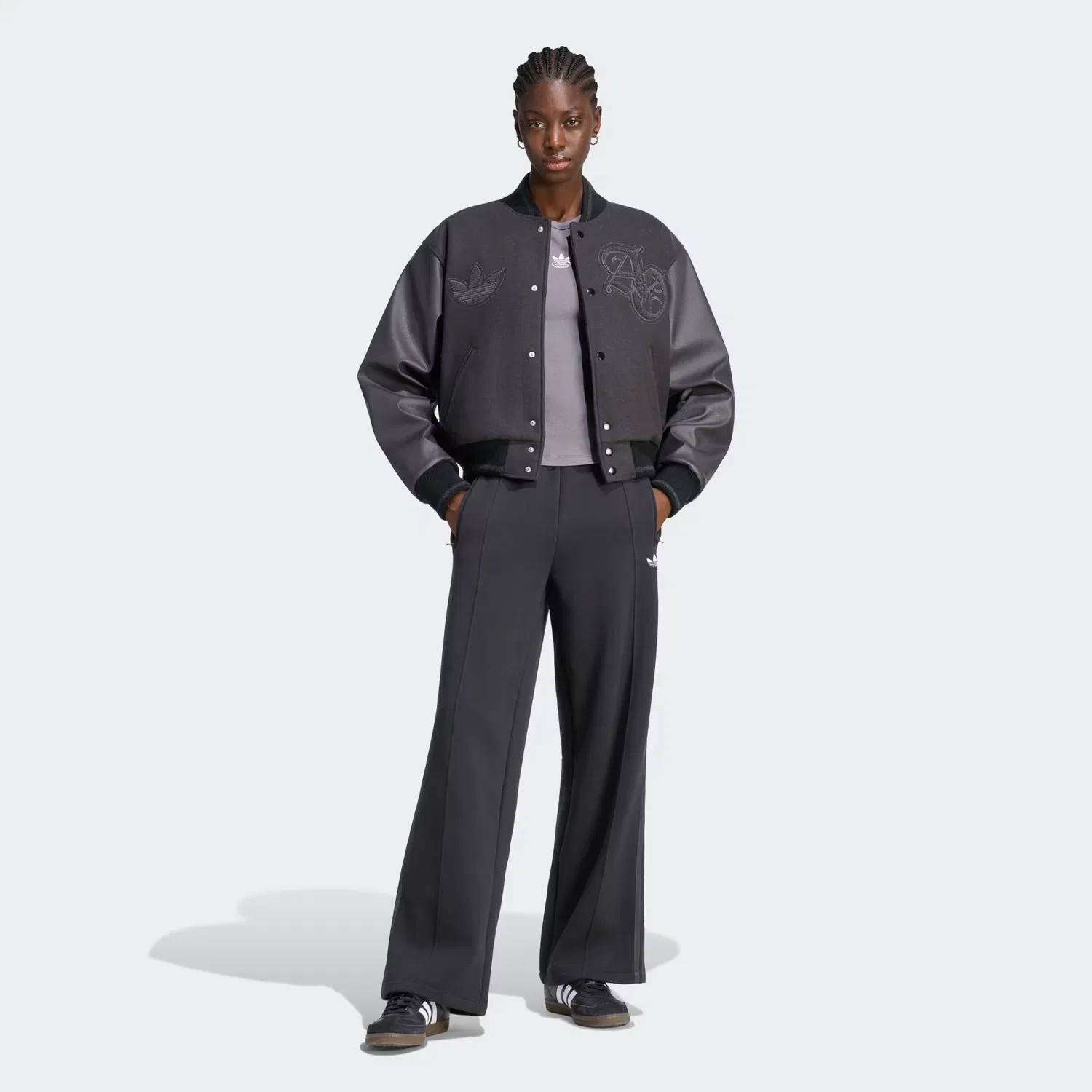 Женская куртка оверсайз Varsity Jacket Adidas Originals, черный — фото 3