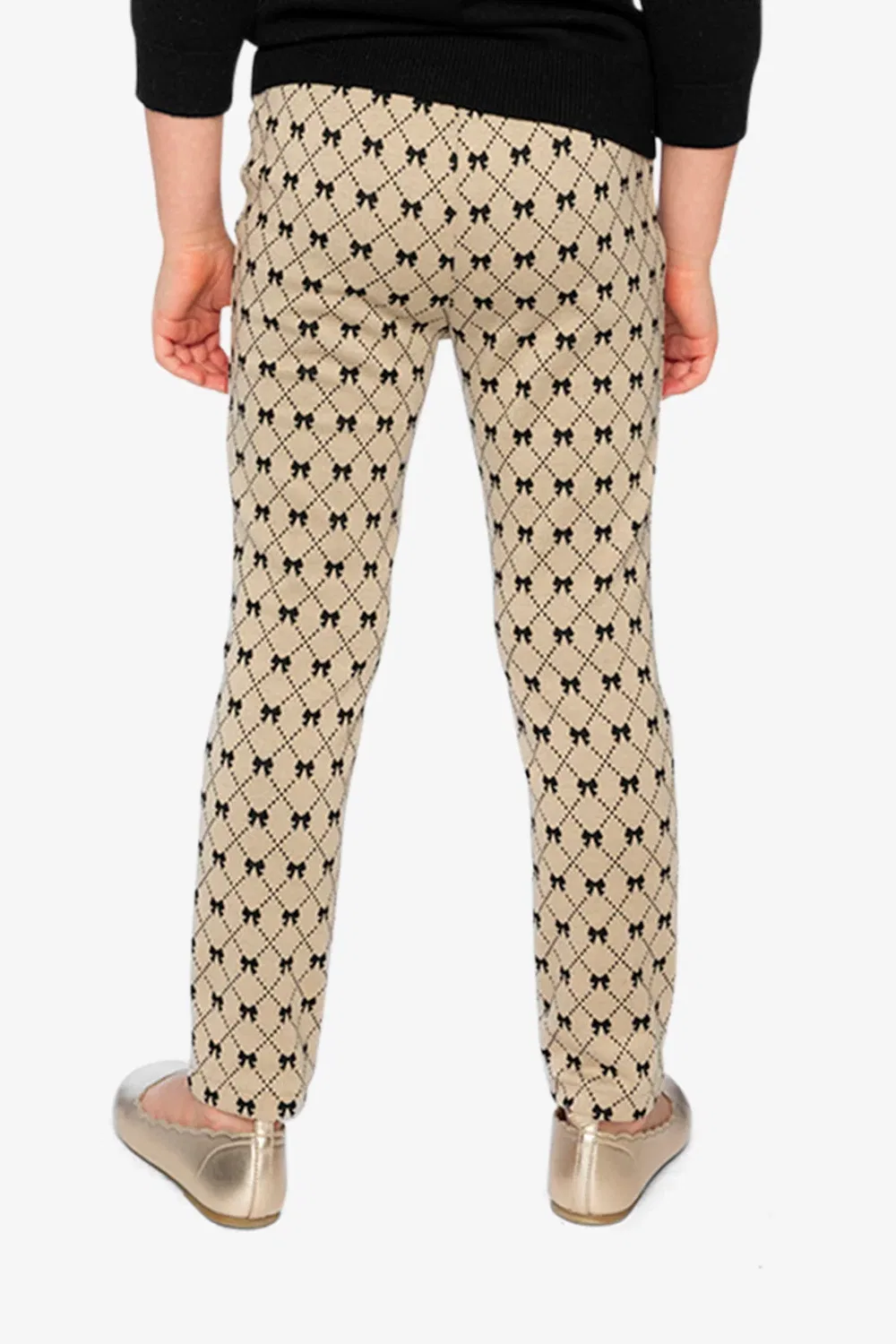Детские леггинсы с принтом бантов модель Treggings Beige Bow Tie Print Deux par Deux, Beige Printed Bow Ties — фото 4
