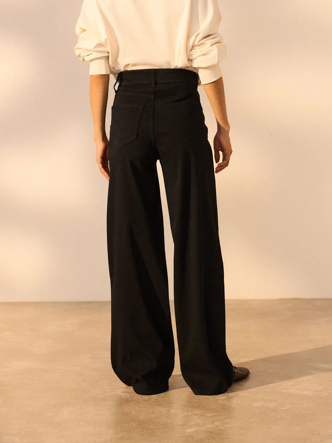 Джинсы широкие на резинке Jersey Denim Wide Leg Next, черный — фото 3