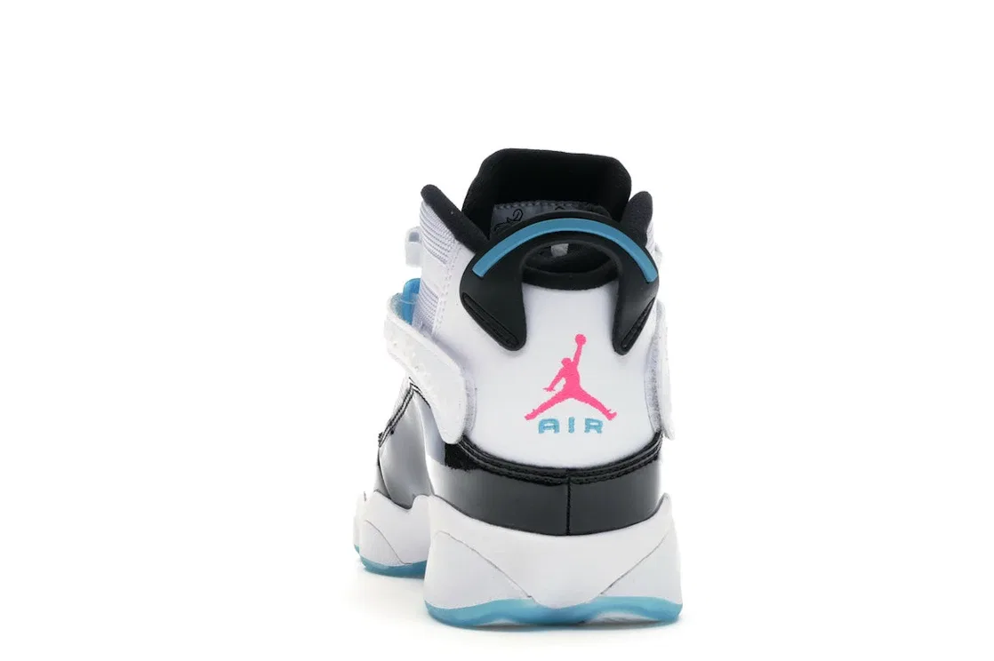 Детские кроссовки Lifestyle Jordan 6 Rings Jordan, White/Black-Hyper Pink-Light Blue Fury-Cyber — фото 4