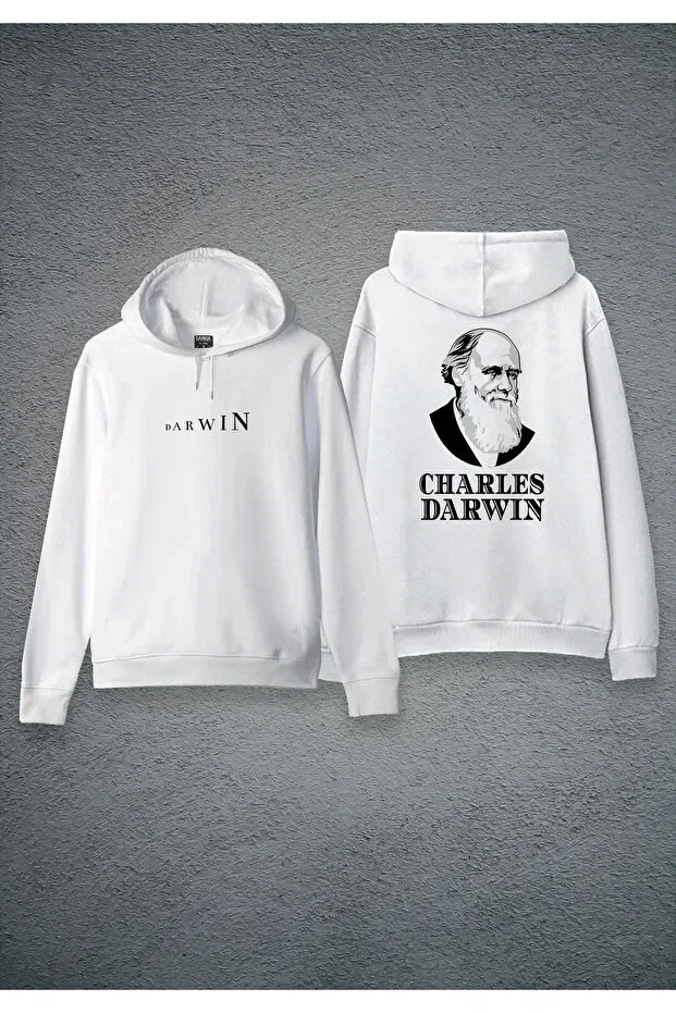 Детское худи с принтом Charles Darwin Printed Moda, White