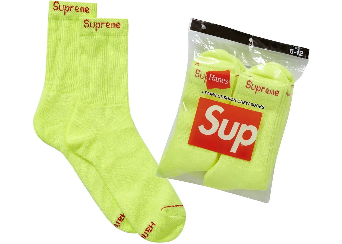 Детские носки с ярким цветом Supreme Socks (4 Pack), Flourescent Yellow