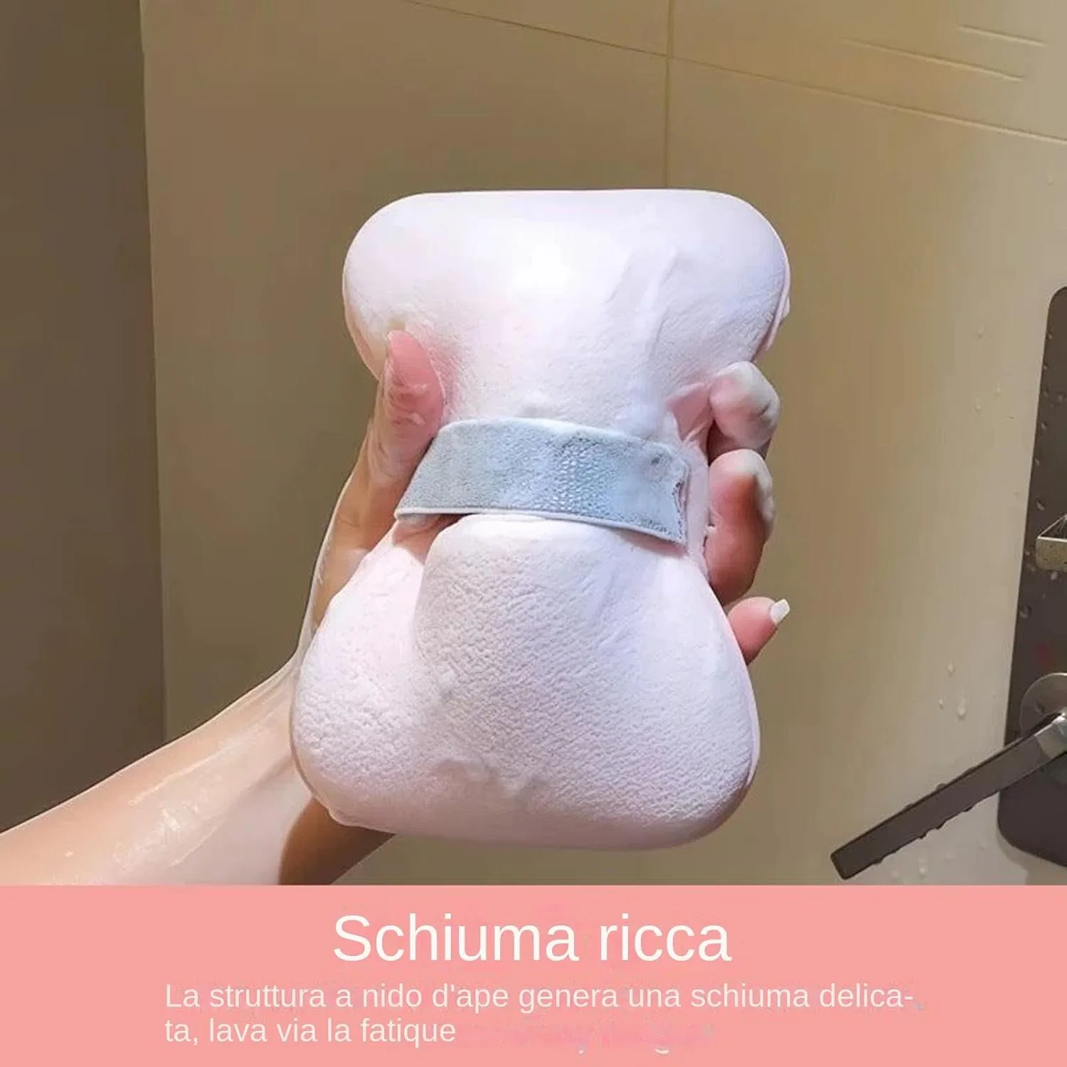 Мочалка для душа с мыльницей, Generisch, 12x8.5x2 см, Rosa Oberfläche Weich und Dünn — фото 2