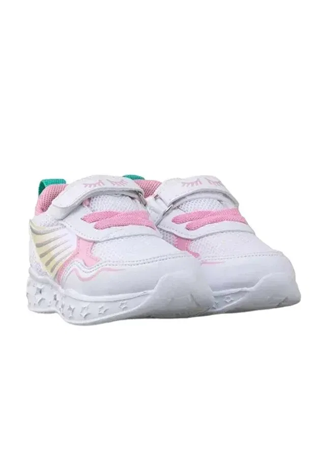 Детские кроссовки для девочек со светодиодами Wisco Pabuç Ailesi, White Pink — фото 2