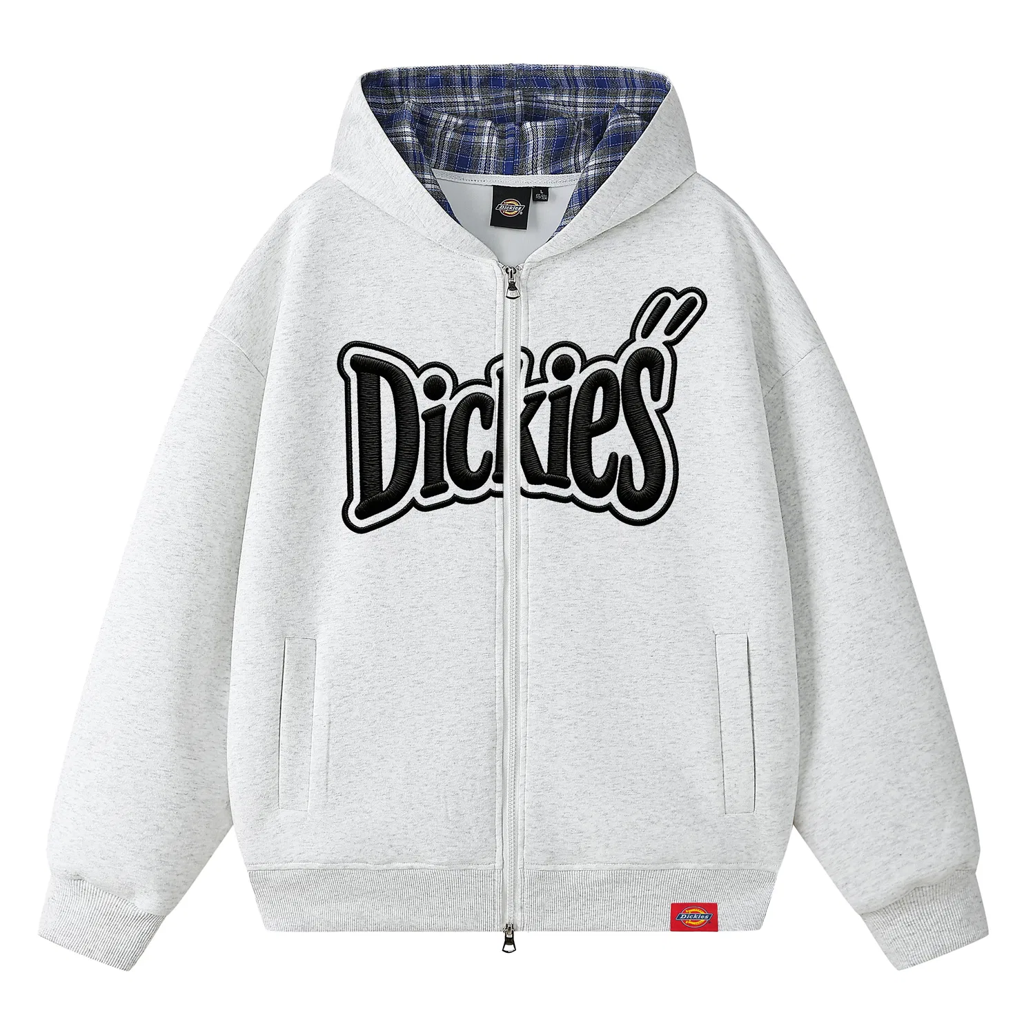 Детский свитшот с капюшоном Dickies, Heather Gray/Blue Plaid