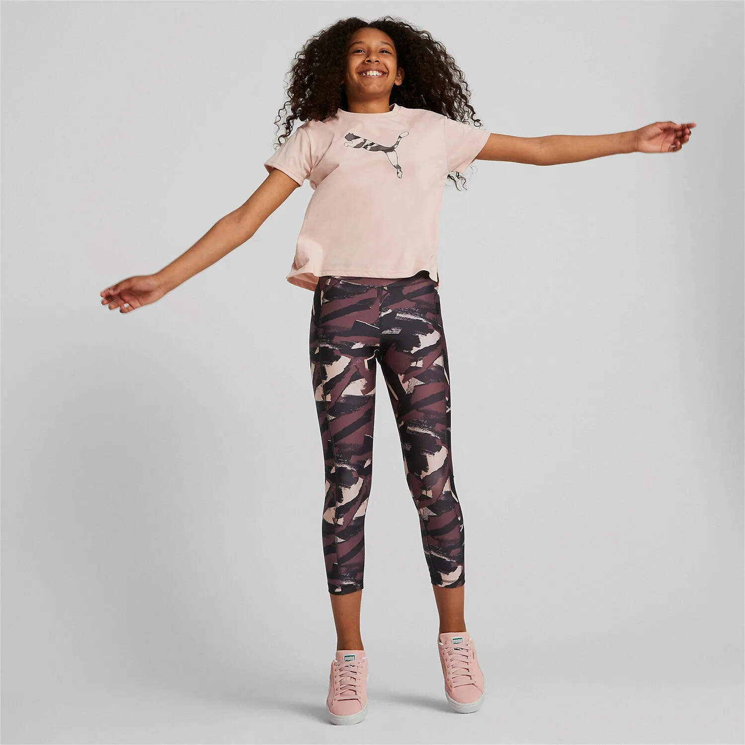 Детские леггинсы с принтом MODERN SPORTS AOP 7/8 TIGHTS Puma, Burgunderrot Lila / Schwarz — фото 4