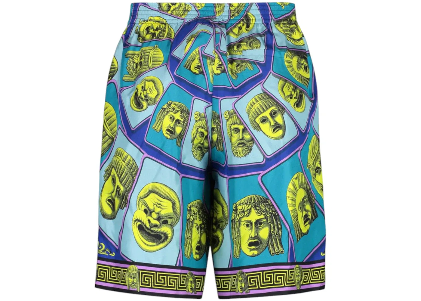 Мужские шорты из шелка с принтом Le Maschere Versace, Blue/Green — фото 2