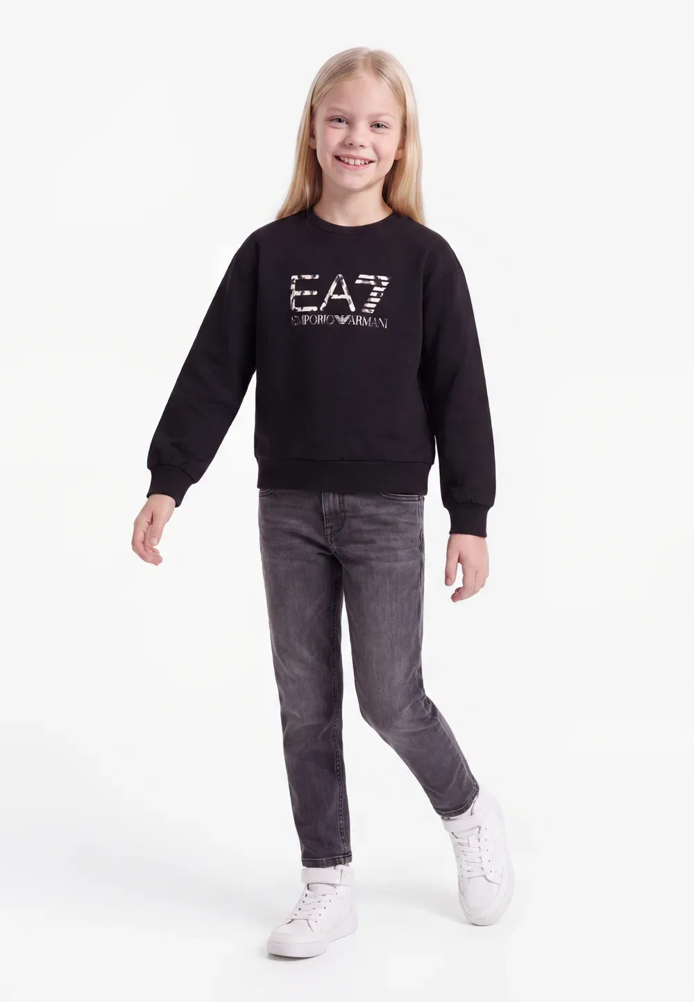 Футболка с цветочным рисунком в виде поезда Ea7 Emporio Armani, Black