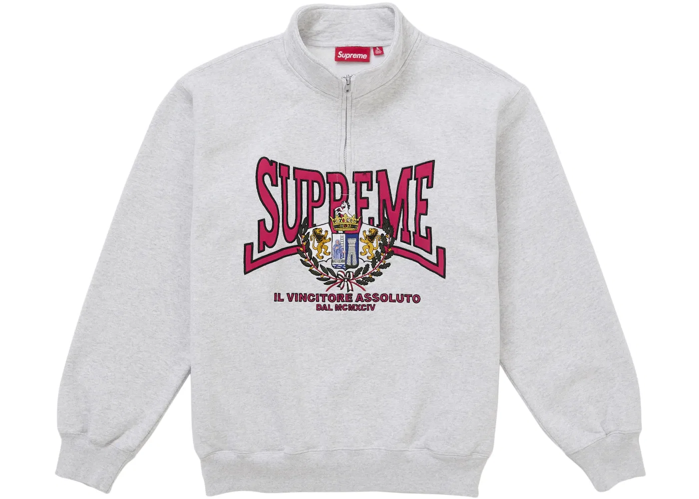 Мужской пуловер с аппликацией Half Zip Ash Grey Supreme