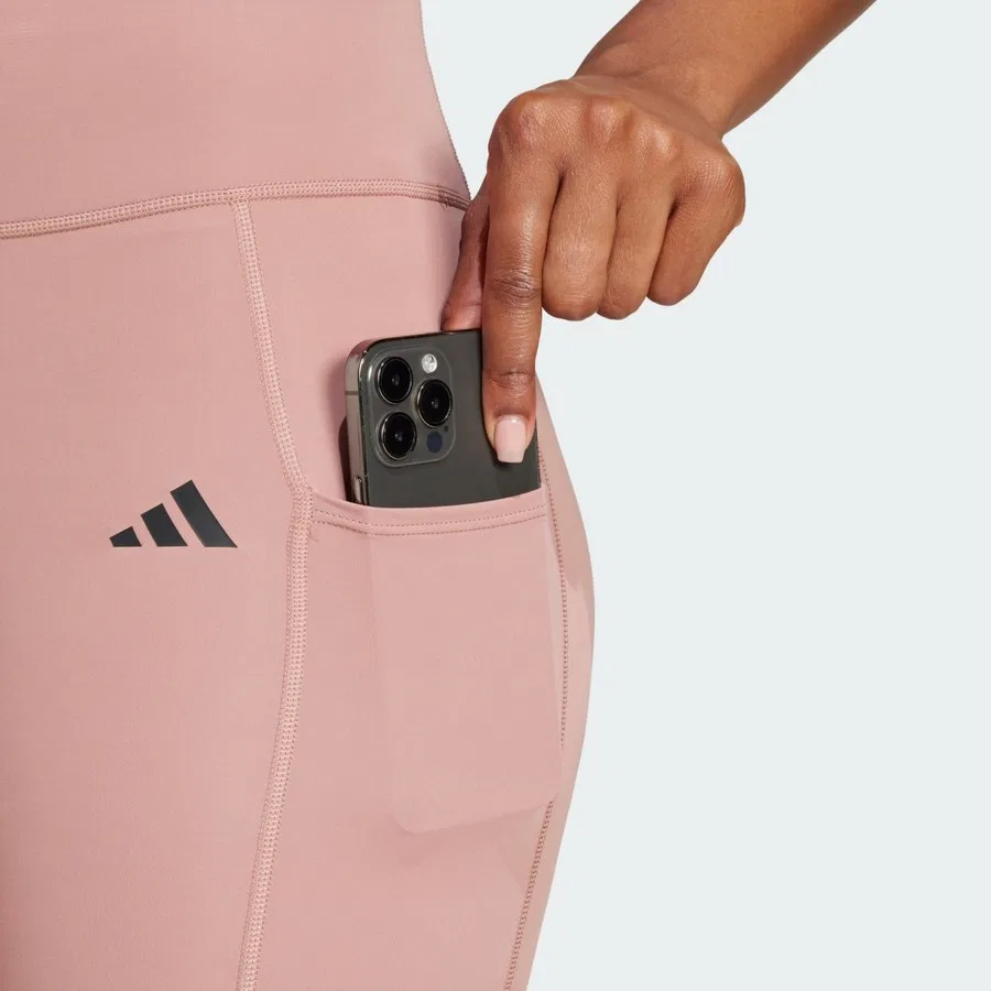 Леггинсы с принтом Optimé 3-Stripes adidas, Фиолетовый — фото 4