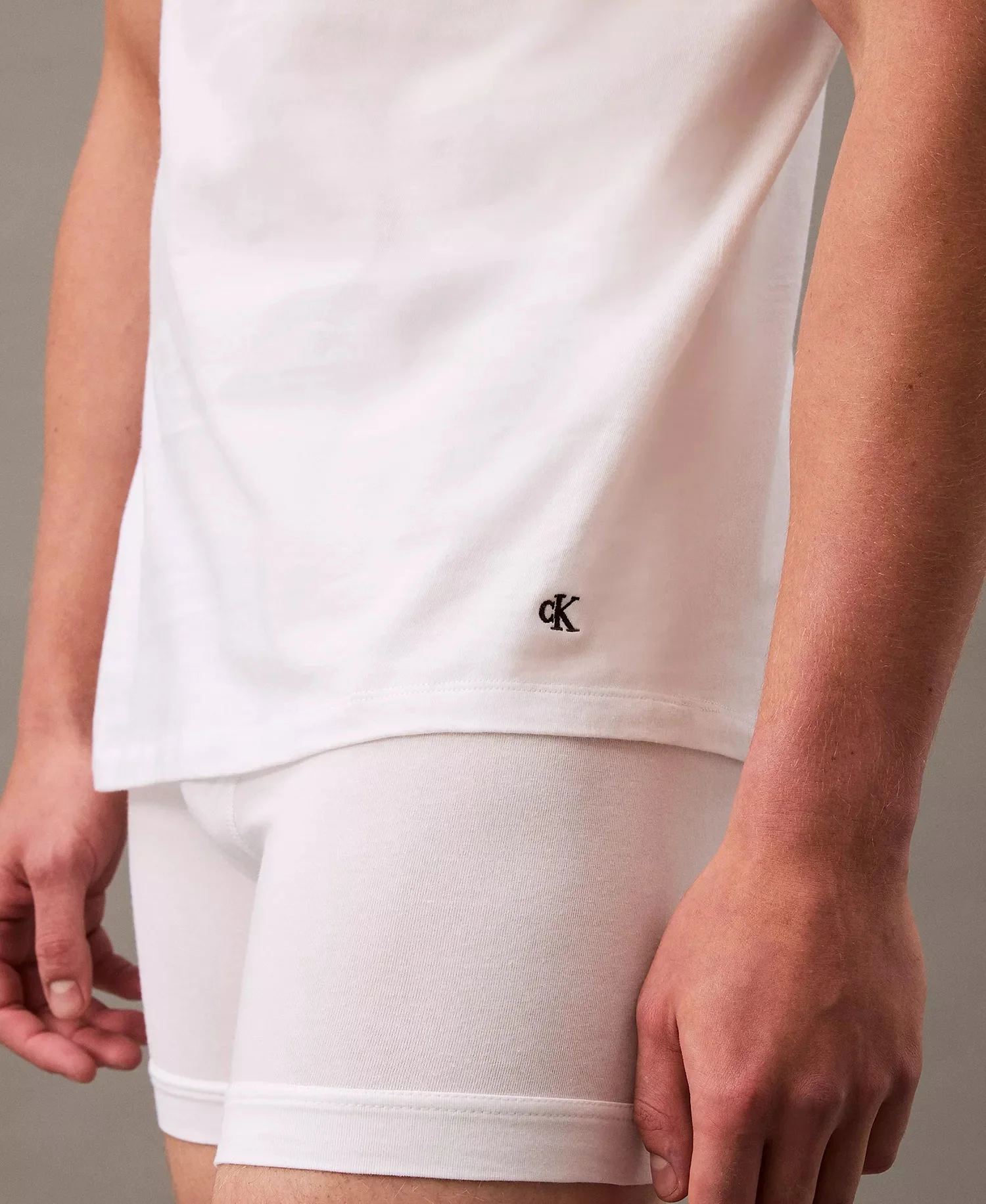 Мужские футболки с V-образным вырезом Cotton Classics Calvin Klein, 5 штук, белый — фото 3
