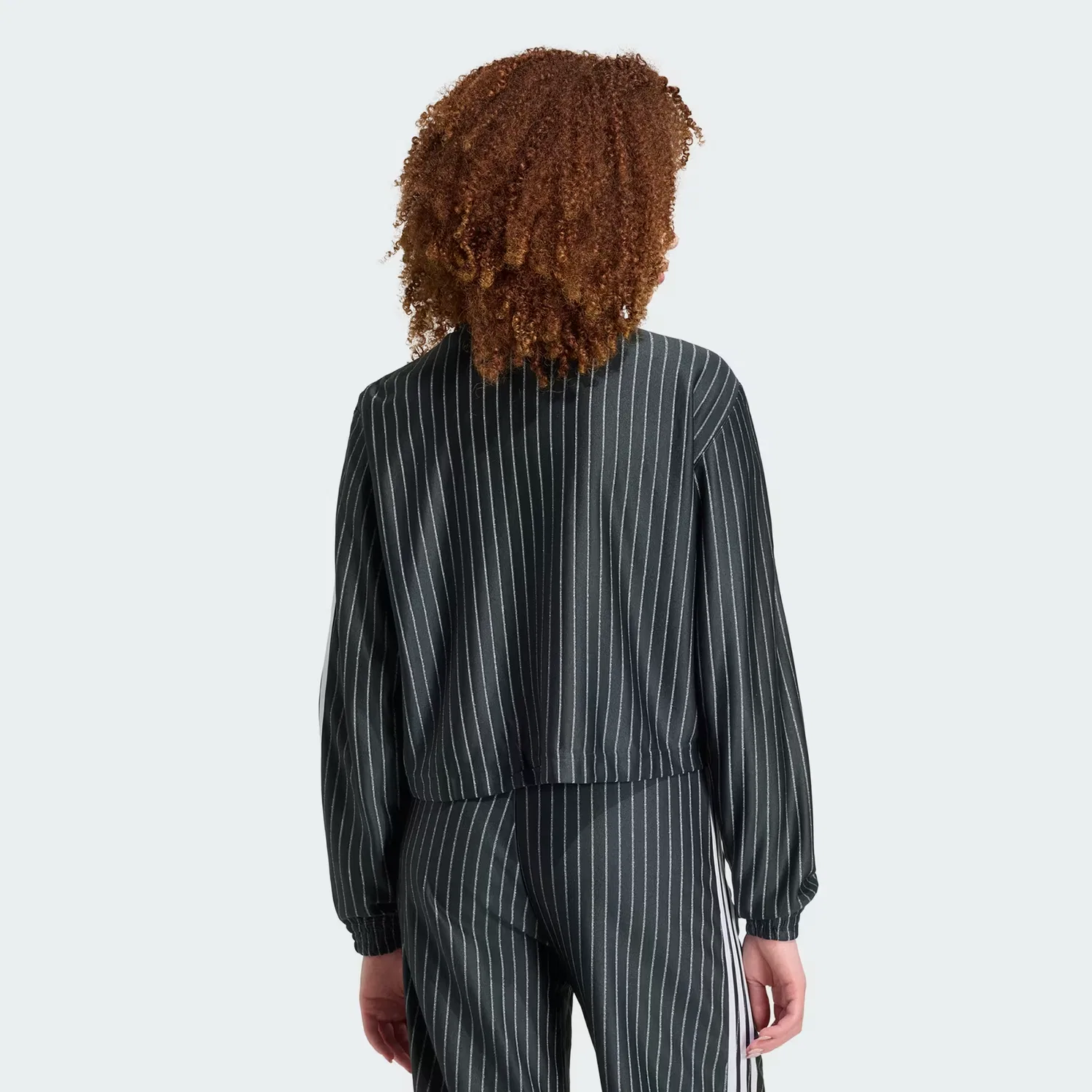 Женская олимпийка свободного кроя Firebird Pinstripe Track Top Adidas Originals, черный/серебристый металлик — фото 2