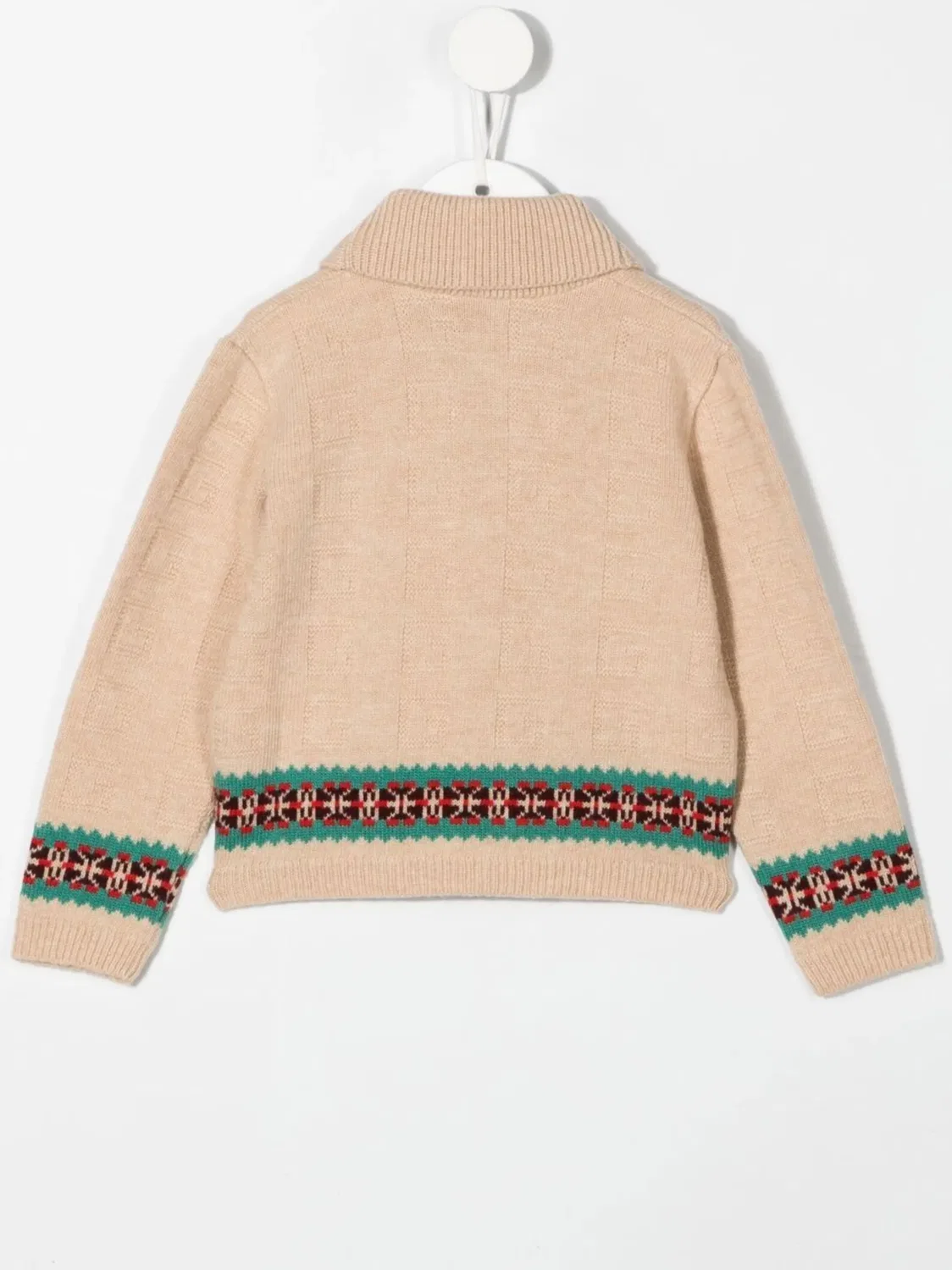 Шерстяной кардиган с узором Square G Gucci Kids, нейтральные цвета — фото 2