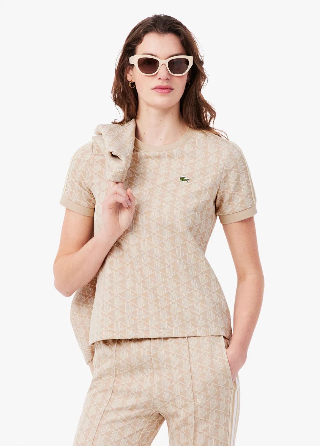 Футболка Lacoste Monogram slim fit, розовая