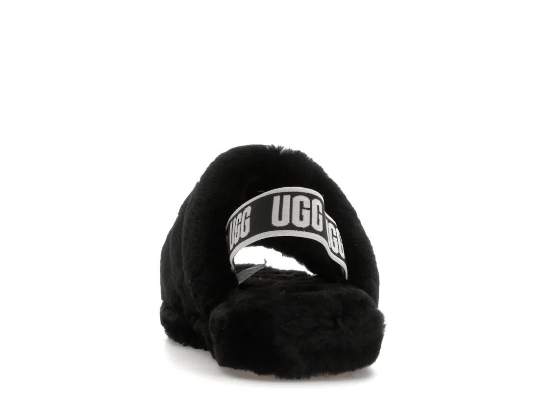 Детские шлепанцы с мехом UGG Fluff Yeah Slide, Black/Black — фото 4