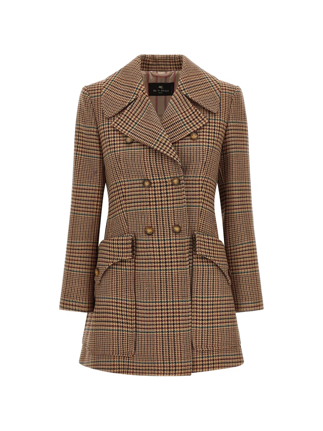 Пальто Prince of Wales коричневое ETRO, коричневый