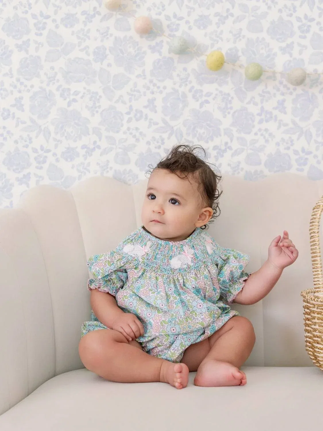 Детский боди-комбинезон для девочек с коротким рукавом Polly Bunny Smocked Bubble Small Shop, мультиколор