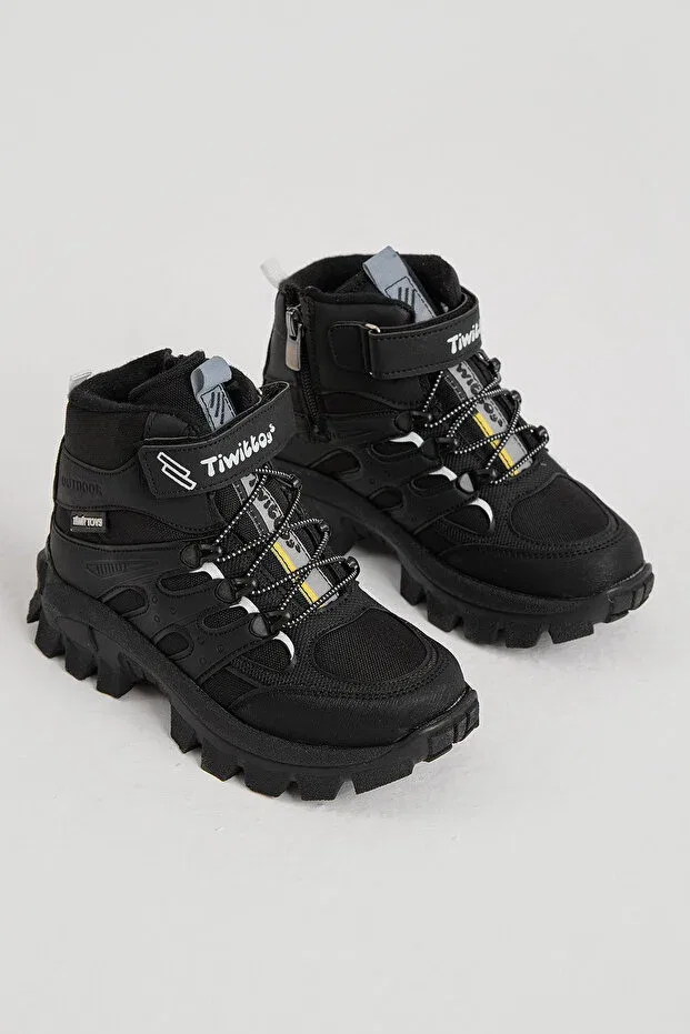 Детские ботинки для девочек с липучкой Tonny Black, Black