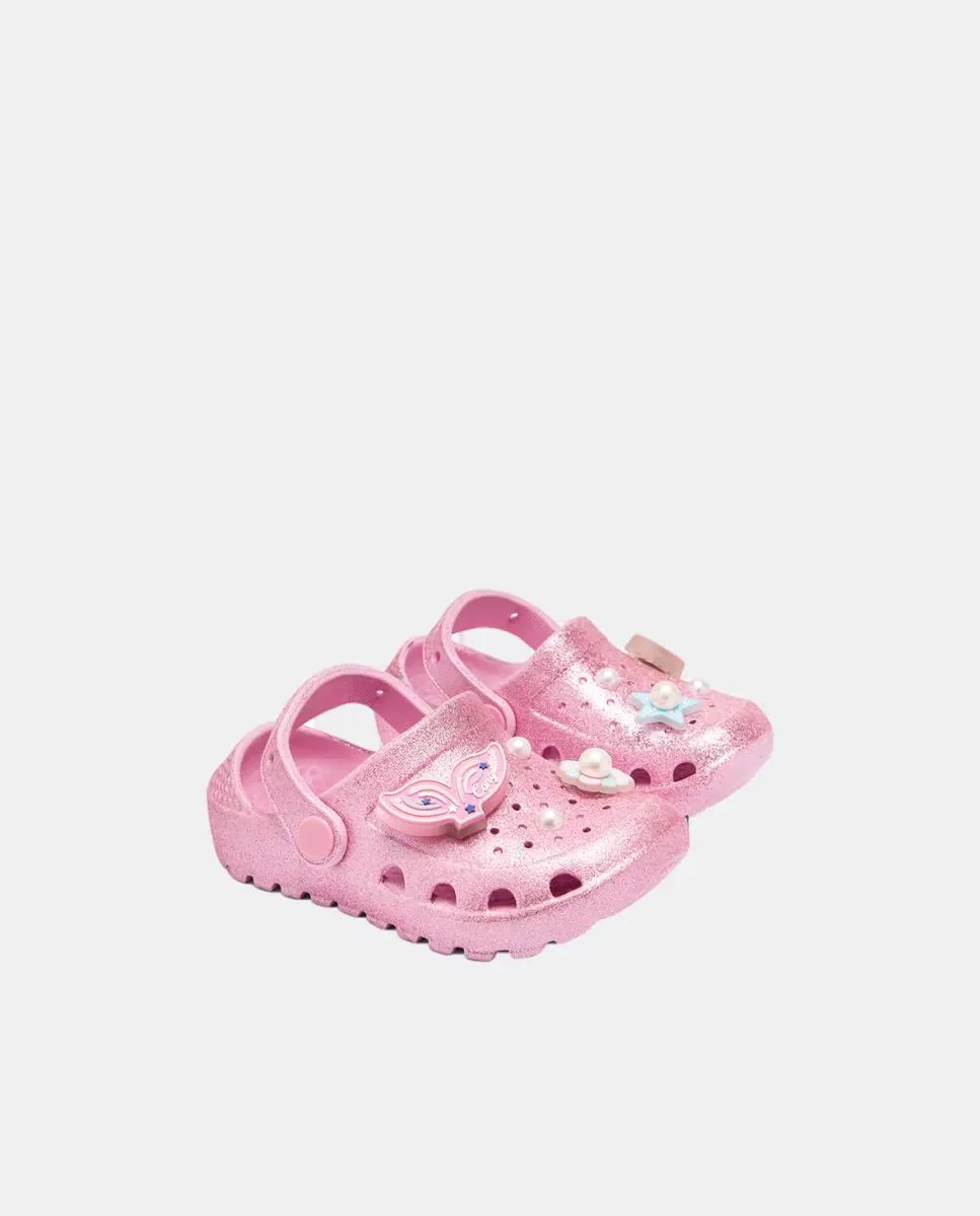 Детские сабо для девочек с блестками и светящимися булавками Sirena Rosa Conguitos, Rosa Chicle — фото 2