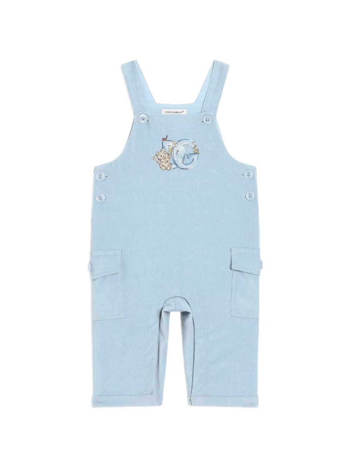 Бархатный комбинезон с вышивкой Dolce & Gabbana Kids, синий