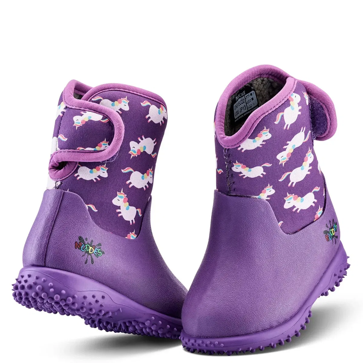 Детские сапоги-веллингтоны с принтом Unicorn из футера на подкладке Grubs Boots, Violet