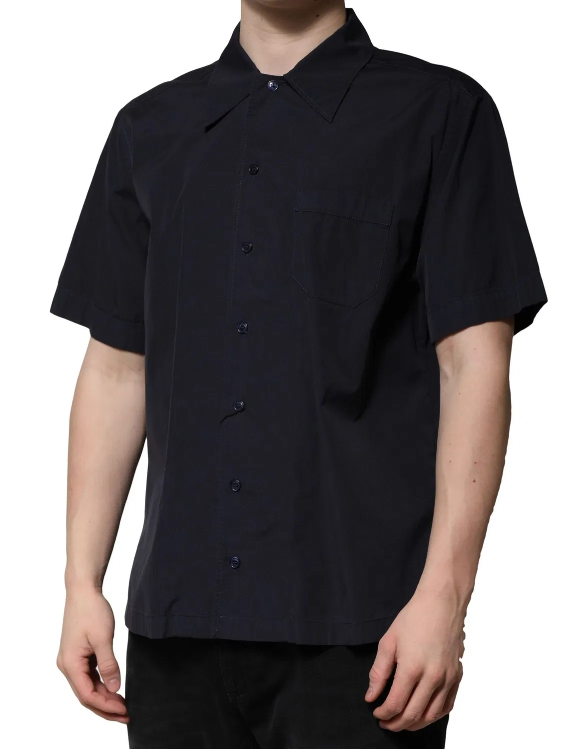 Мужская рубашка с коротким рукавом Dark Blue Cotton Short Sleeves Casual Shirt Dolce & Gabbana, Dark Blue — фото 3