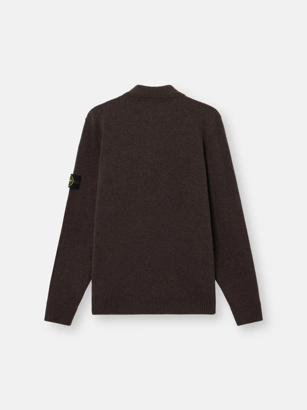 Мужской вязаный свитер с воротником поло Stone Island Loose Fit With Button Placket, свинцово-серый меланж — фото 3