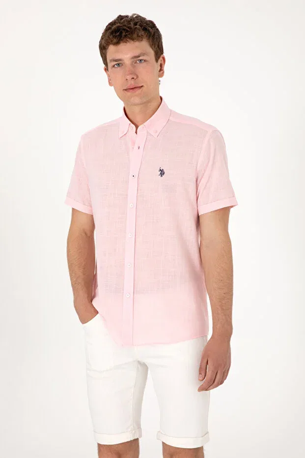Мужская рубашка с коротким рукавом U.S. Polo Assn., Light Pink — фото 3