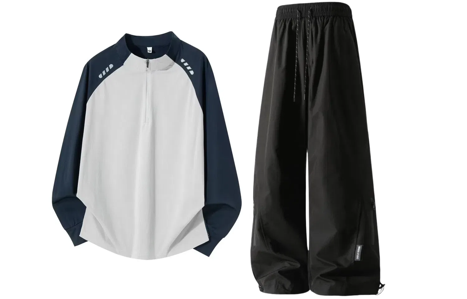 Спортивный комплект для мальчика с воротником-стойкой Henry, GWAF, Light Gray & Navy Blue Top+Black Pants