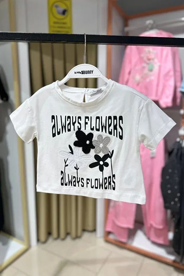 Детская футболка для девочек с принтом Always Flowers Girl Jena, White