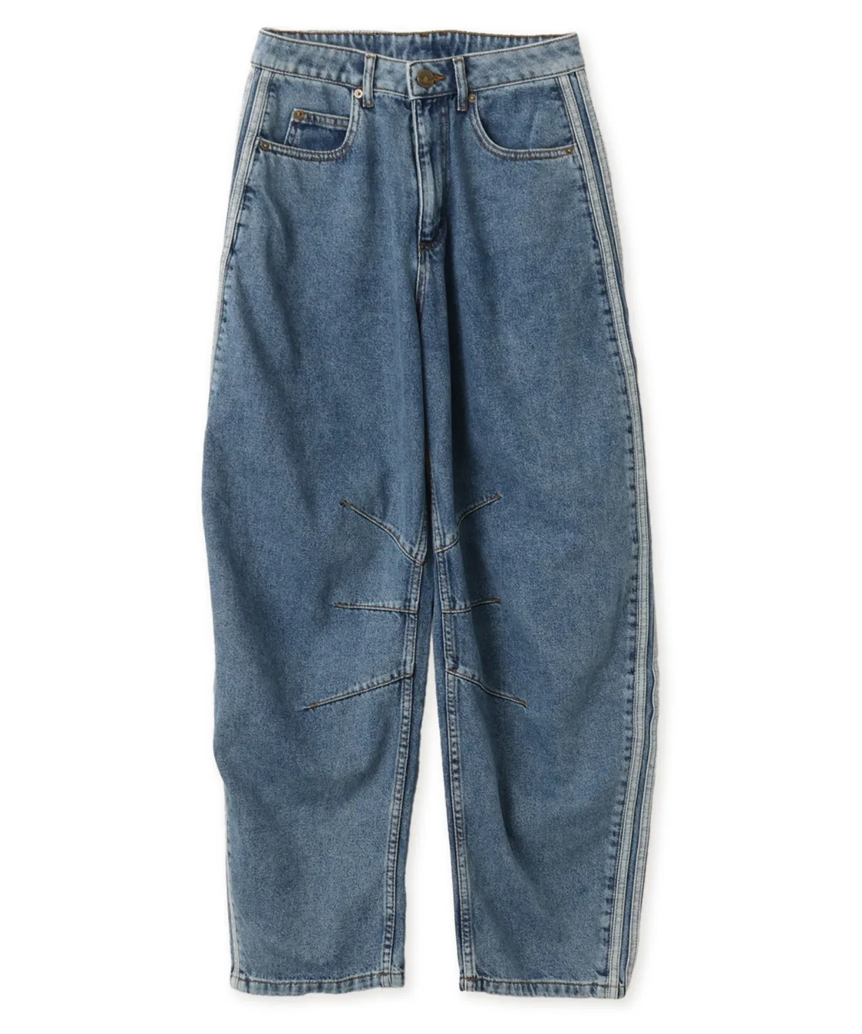 Женские джинсы свободного кроя с высокой посадкой High Rise Barrel Leg Denim Pant Adidas, Light Indigo Blue