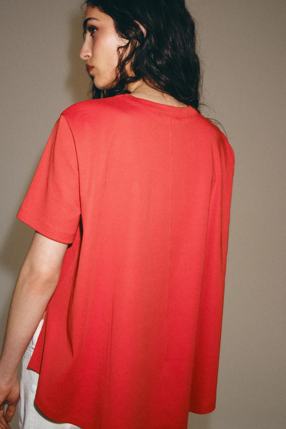 Футболка с карманом из ткани интерлок ZARA, Coral — фото 3