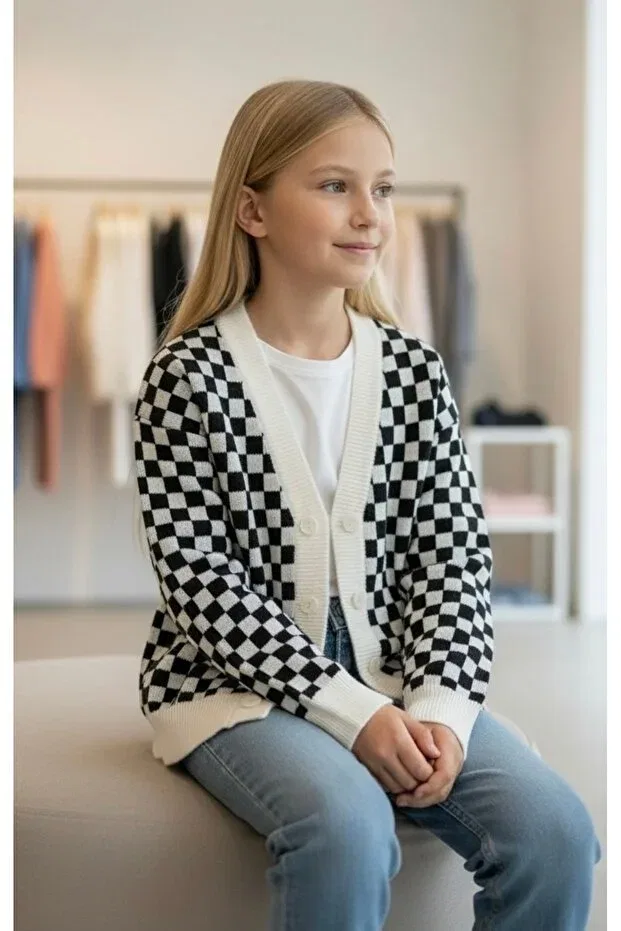 Детский кардиган для девочек с узором Minimoda Kids, Ecru — фото 2