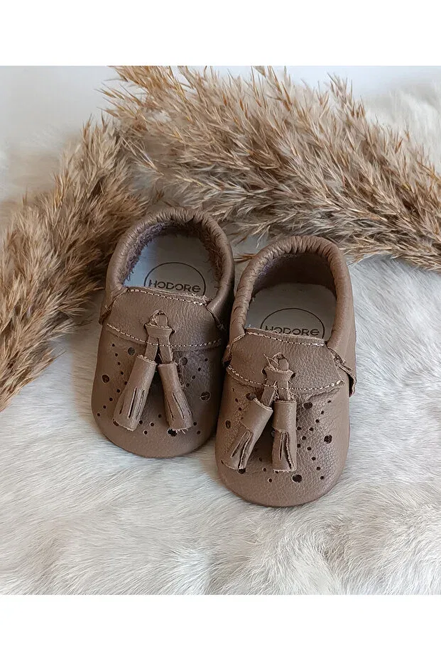Детские мокасины для малышей из натуральной кожи Moccasin Hodore, Brown