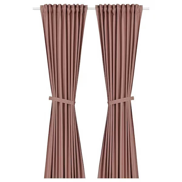 

Шторы с подхватами Ikea Lenda, 140х250 см, 2 штуки, коричнево-красный