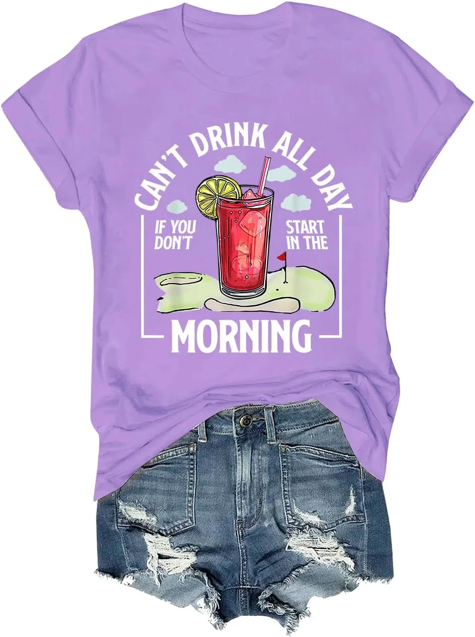 Мужская футболка с принтом Cant Drink All Day If You Dont Start in The Morning, Light Purple