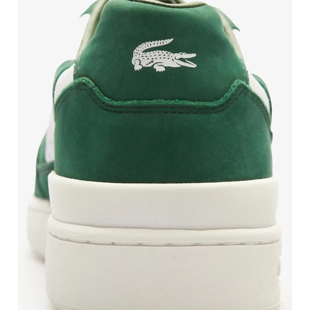 Детские кроссовки кожаные на шнуровке T-Clip Leather Lacoste, White Green — фото 4