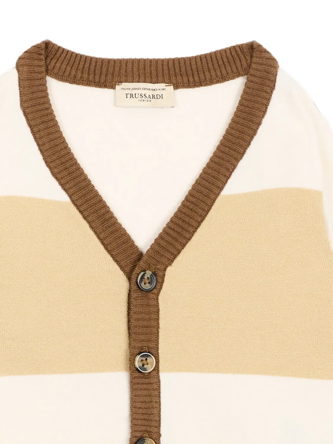 Кардиган в стиле колор-блок с V-образным вырезом Trussardi Junior, нейтральные цвета — фото 3