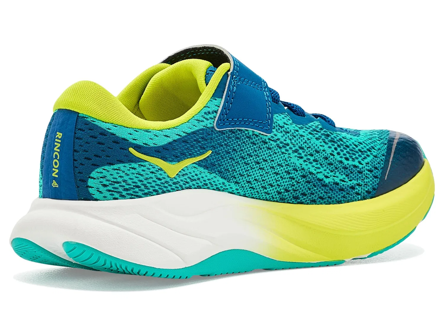 Кроссовки Rincon 4 (для маленьких детей) Hoka Kids, Electric Aqua/Neon Hoka Citrus — фото 4