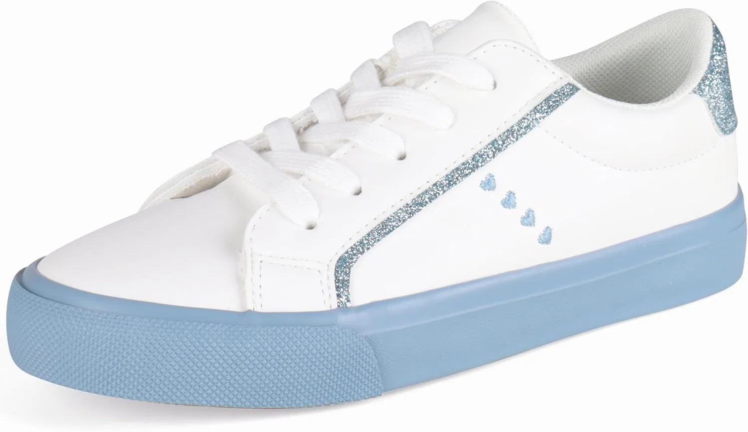 Детские кроссовки для девочек с блестками JUDIS, White/Blue — фото 4