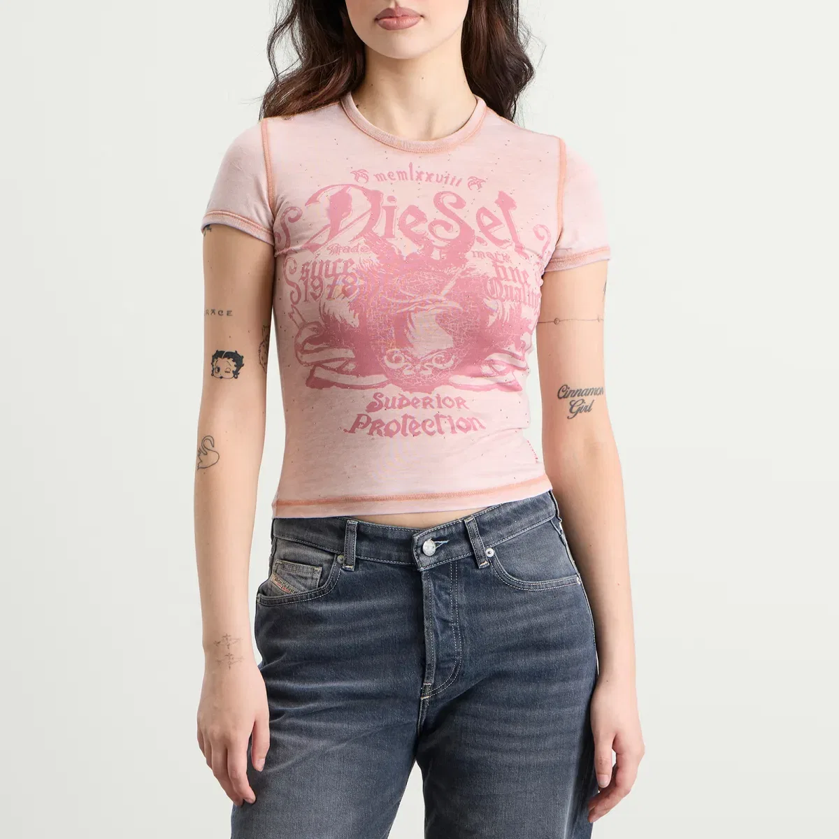 Футболка с принтом T-Uncuties baby Diesel, Pink — фото 2