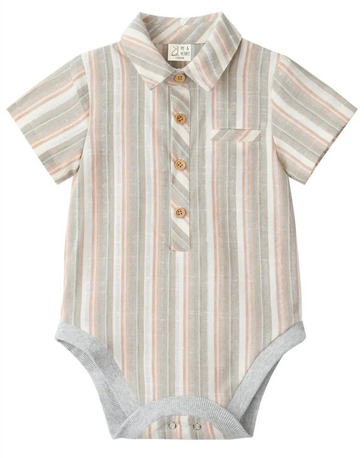 Детский боди-комбинезон для мальчиков Helford Woven Peach Multi Stripe ME & HENRY