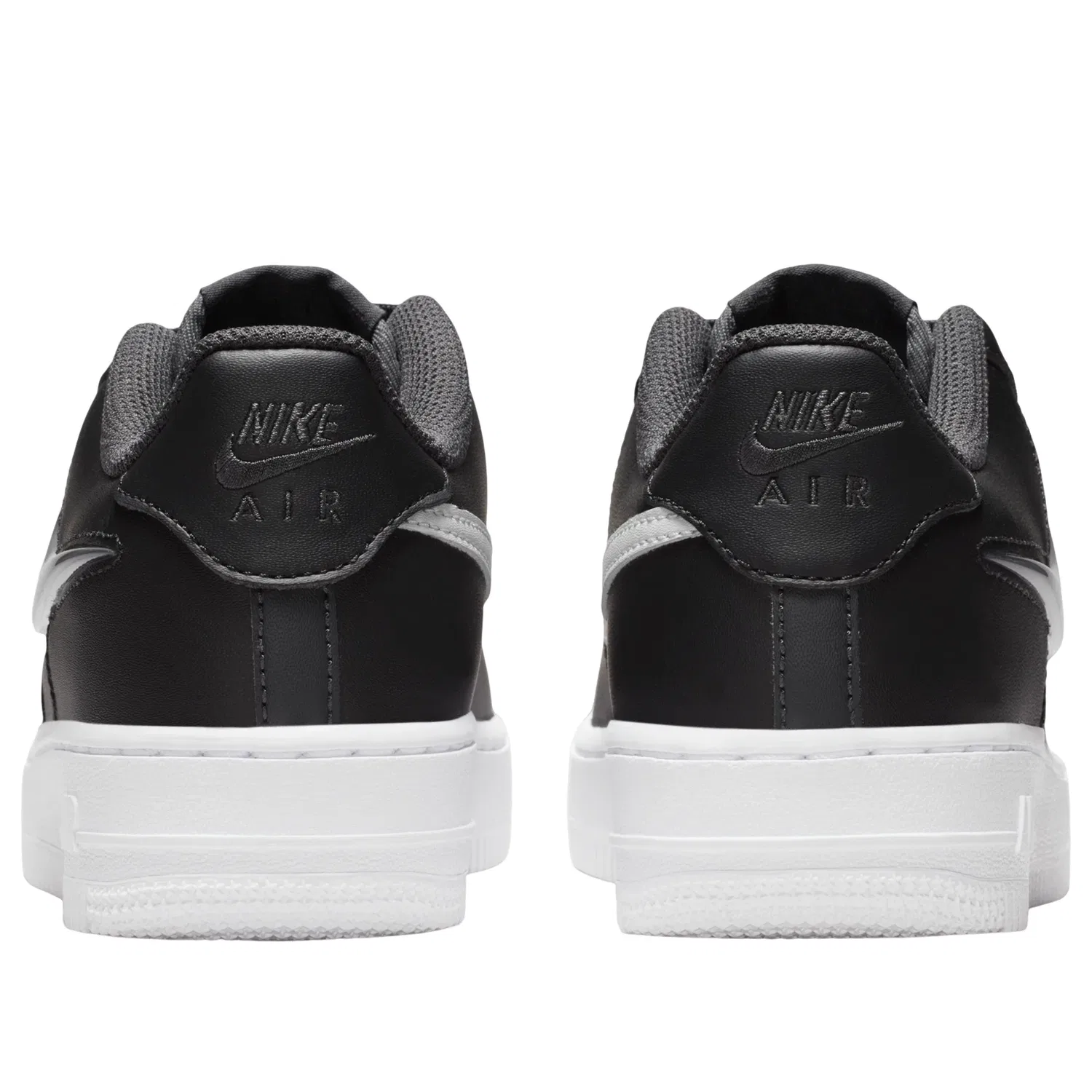 Детские кроссовки Nike Air Force 1 с кожаным верхом Dark Smoke Grey Black White, черный — фото 4
