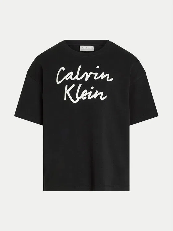 Футболка boxy fit Script Logo Calvin Klein Jeans, черный — фото 4