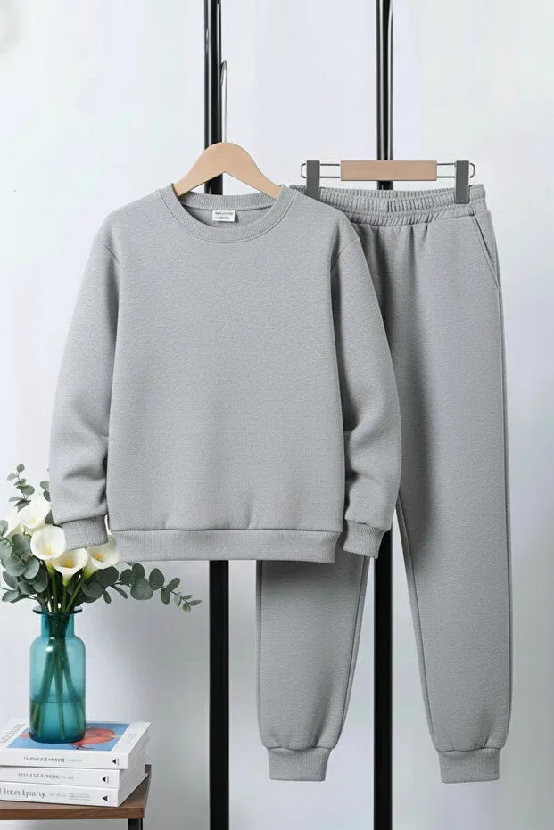 Детский комплект из свитшота и брюк для мальчиков с начесом Fyk Collection, Gray