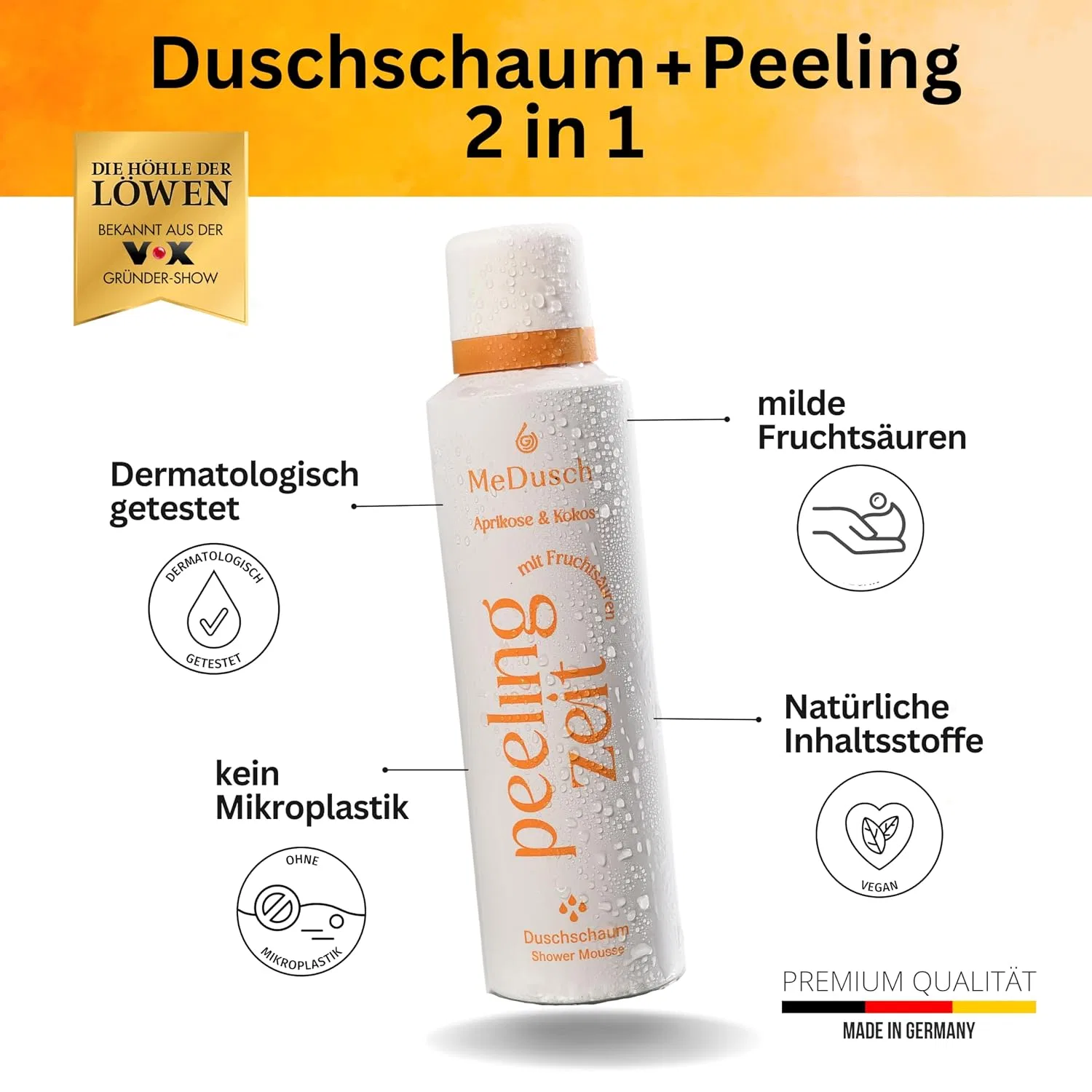 Скраб-пенка для душа MeDusch Exfoliating Time, 5 шт. по 200 мл, Абрикос и Кокос — фото 3